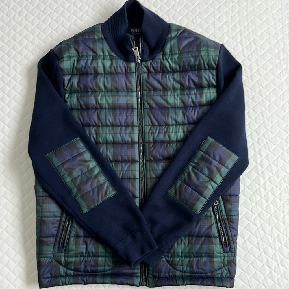 Polo Ralph Lauren mixed media sweater with tartan print.